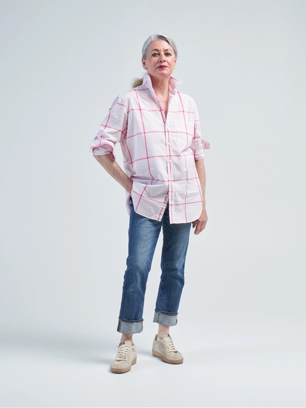 Frank & Eileen Joedy Boyfriend Button-up Shirt in Pink